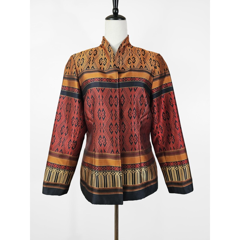 Coldwater Creek Size 10 Red Orange Geometric Tribal Design Patterns